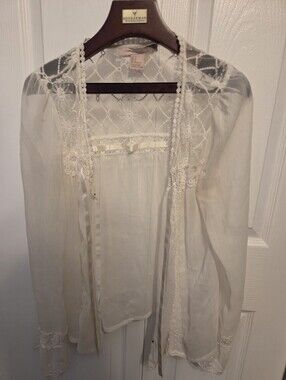 Forever 21 Ivory Lace Sheer Cardigan